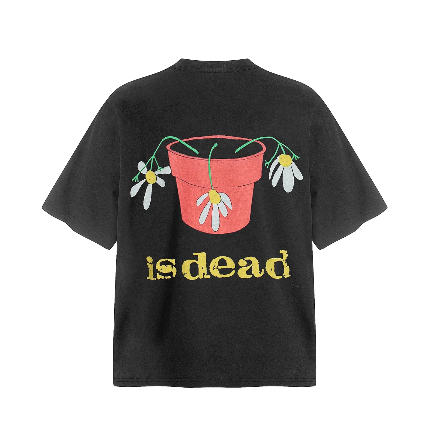 VT9247 P140💰 SAINT Michael "Potted Plant" punk style printed retro washed distressed short-sleeved T-shirt Small neckline design White ink digital direct printing High street retro heavy distressed washed Vintage short sleeves Size: S M L XL